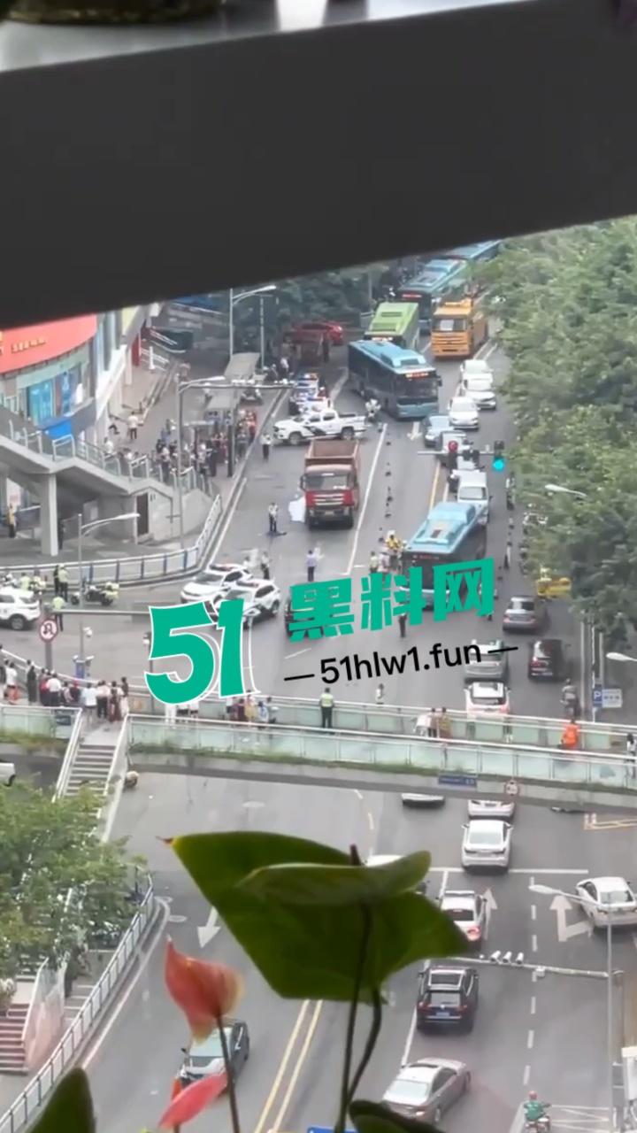 【血腥恐怖】重庆五里店灯饰广场万丰路口发生严重车祸,男子骑电瓶车行驶在货车前方盲区被当场碾压爆头。-3