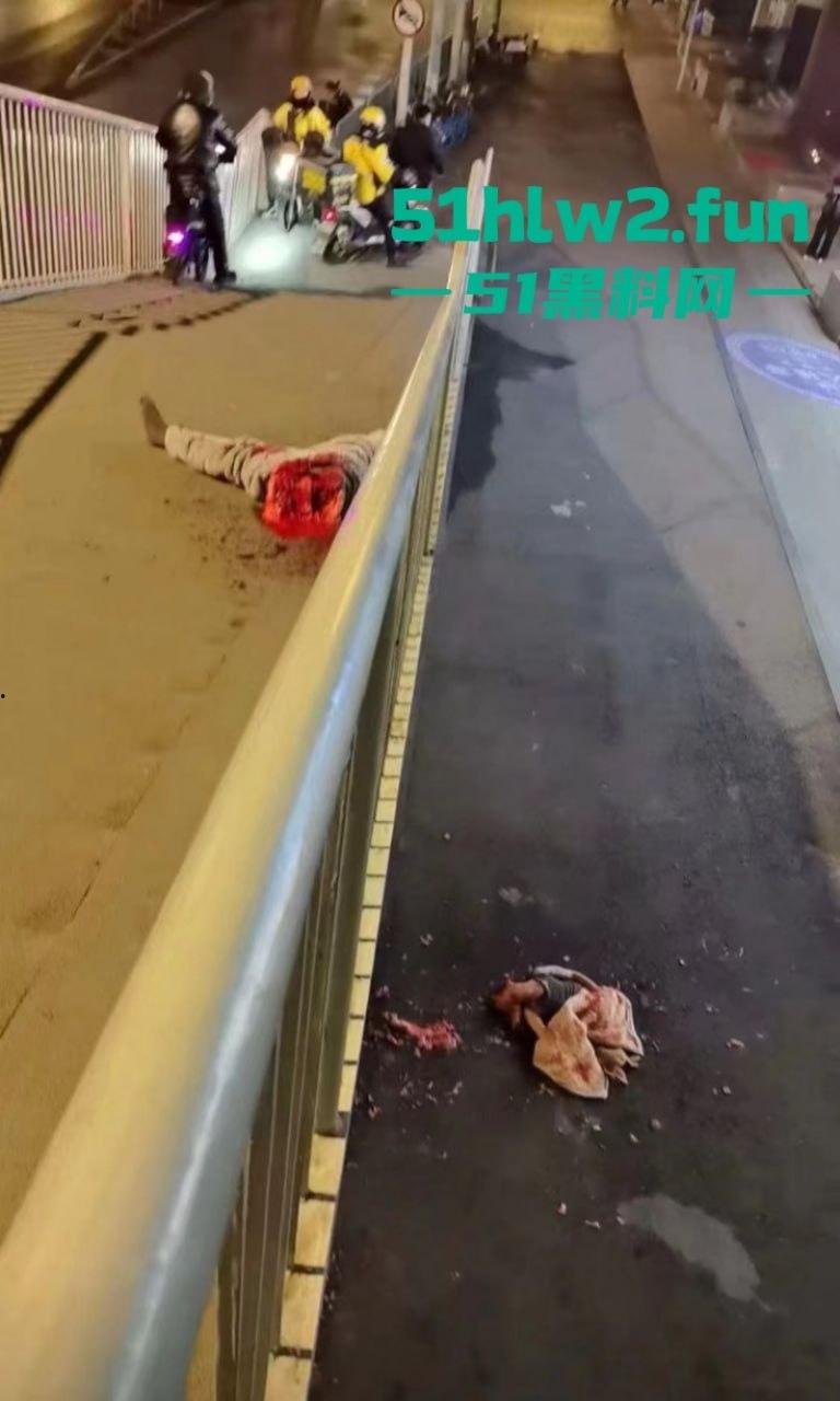 恐怖事件!武汉花园道icc天桥下惊现一具一分为二的碎尸,跳楼自杀撞到栏杆被拦腰切断。-4
