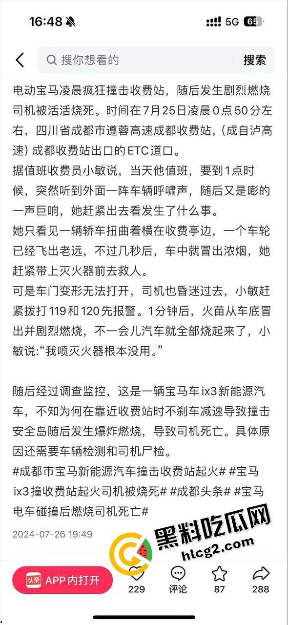 四川成都宝马新能源电车自燃事件！男子超速撞上安全岛 车毁人亡 瞬间火葬当场！-2