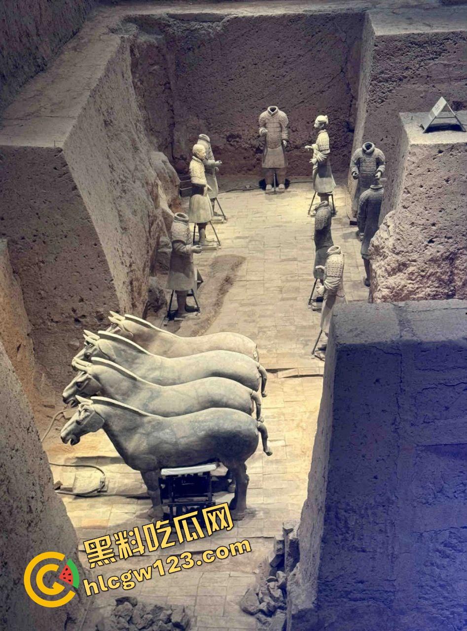 陕西兵马俑博物馆突发迷惑行为，男子纵身跳俑坑，推倒两尊陶俑再原地卧倒捂脸装雕像，景区直接封馆！-5