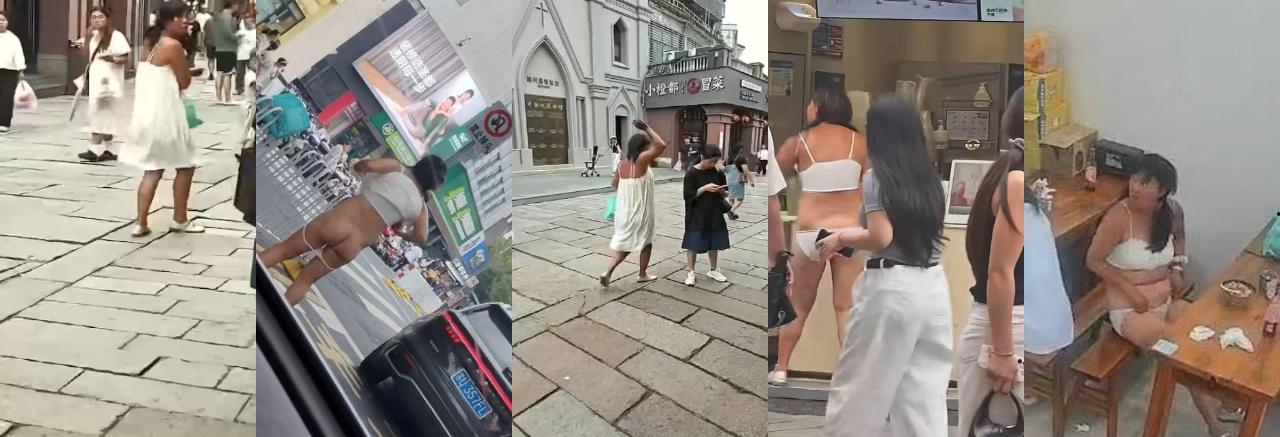 江苏衣裳街街头惊现户外露出，疑似神经病女子闹市区发癫，马路中一丝不挂狂舞，路人惊呼纷纷拍照！-3