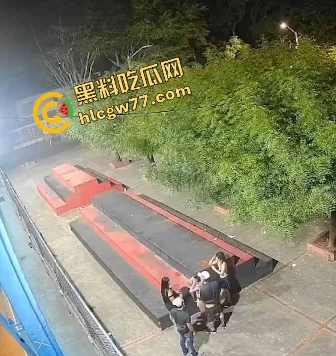 厦门公园老外深夜玩群P，三女被操到浪叫，站立口交野战内射，监控拍下简直野得离谱！-5