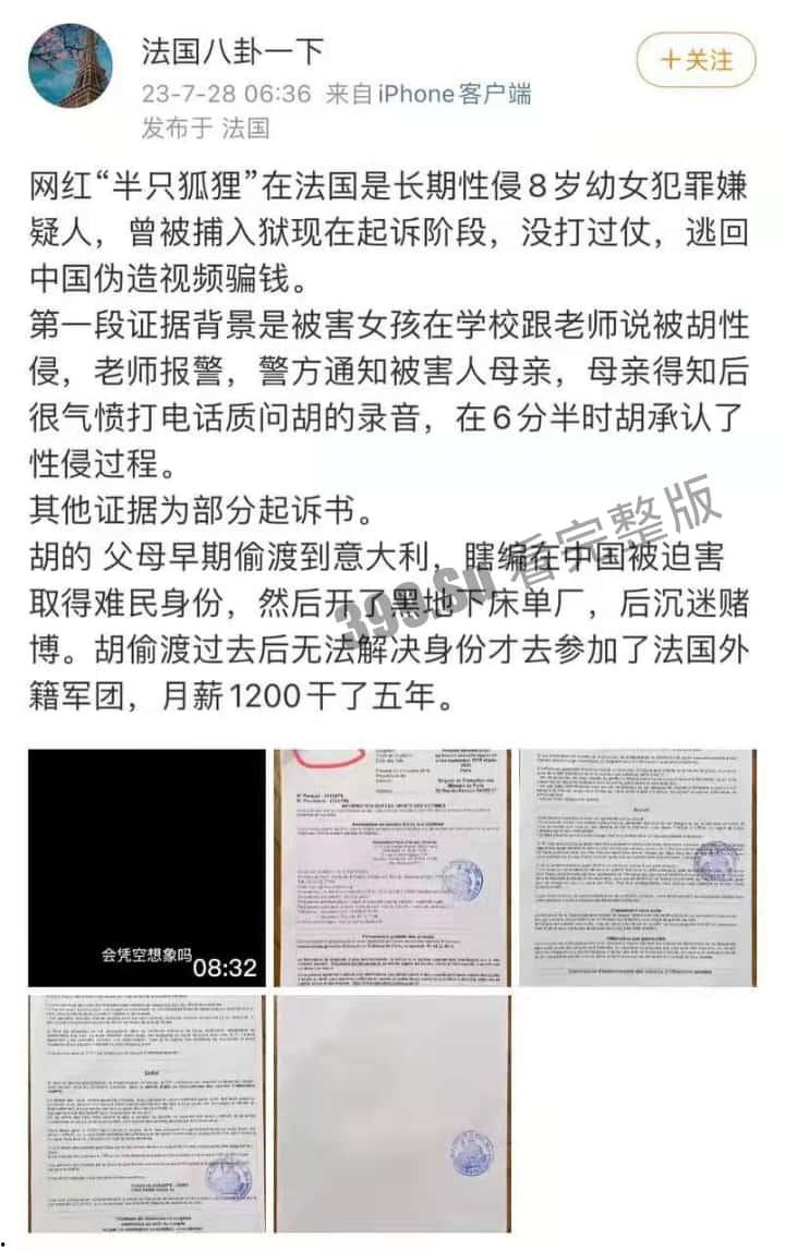 抖音超大性侵幼童丑闻！硬核吃鸡第一人 “半只狐狸” 竟在法国性侵 8 岁女童，曾被捕入狱 实锤证据来了！-1