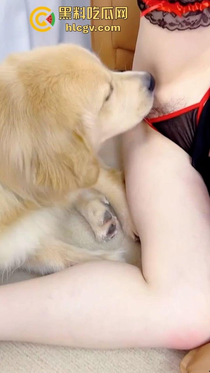 抖音小姐姐【香香公主】给科普兽交注意事项 每天都在和金毛上演人兽配!-14