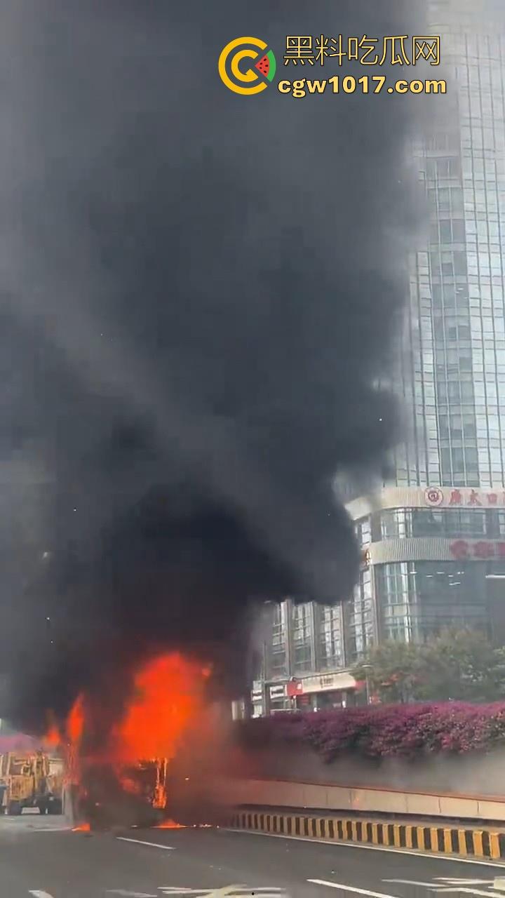广东佛山季华园隧道口公交车发生自燃，现场浓烟滚滚，火势极其的大，具体自燃原因还待查明！-7
